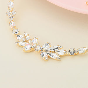 Wedding Scattered Rhinestone Headband Bridal Chain Bride Comb Bridesmaid Headpiece Golden Hair Jewelry