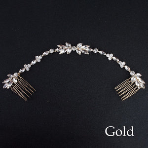 Wedding Scattered Rhinestone Headband Bridal Chain Bride Comb Bridesmaid Headpiece Golden Hair Jewelry