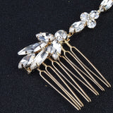 Wedding Scattered Rhinestone Headband Bridal Chain Bride Comb Bridesmaid Headpiece Golden Hair Jewelry