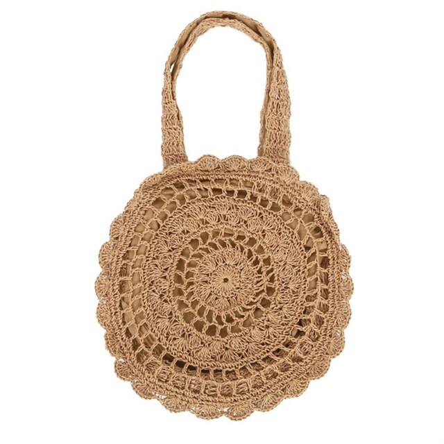 Big Promotion Large Flower Paper String Woven Storage Bag Handmade Storage Bag Bohemian Straw Circle Beach Handbag