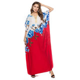 2019 Summer floral Printed Bohemian Maxi Dress bat sleeve Muslim Abaya Islamic Dubai Arabic Morocco Robe plus size VKDR1549