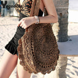 Bohemian Straw Bags for Women Circle Beach Handbags