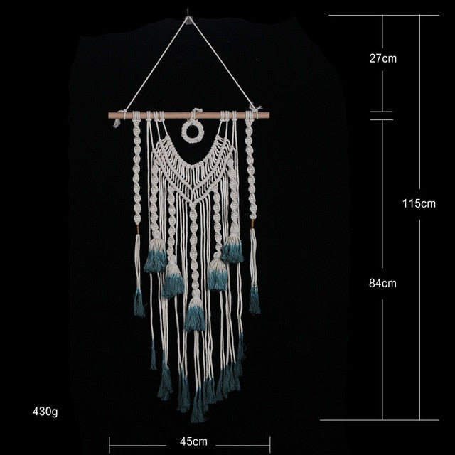 DropShip Macrame Wall Art Tapestries Hand-made Ddyed Cotton Wall Hanging Tapestry Bohemia Tassel Boho Home Wedding Decoration