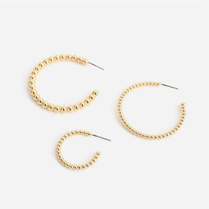 SRCOI Boho Chic Gold Color Beads Hoop Earrings Geometric Half Open Circle Loop Minimalism Hoops