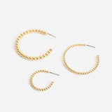 SRCOI Boho Chic Gold Color Beads Hoop Earrings Geometric Half Open Circle Loop Minimalism Hoops