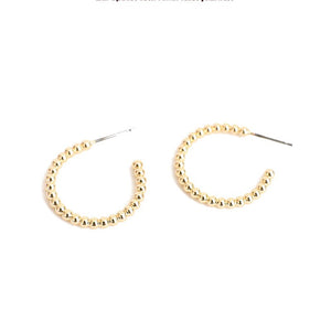 SRCOI Boho Chic Gold Color Beads Hoop Earrings Geometric Half Open Circle Loop Minimalism Hoops