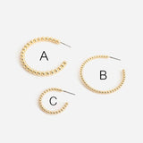 SRCOI Boho Chic Gold Color Beads Hoop Earrings Geometric Half Open Circle Loop Minimalism Hoops