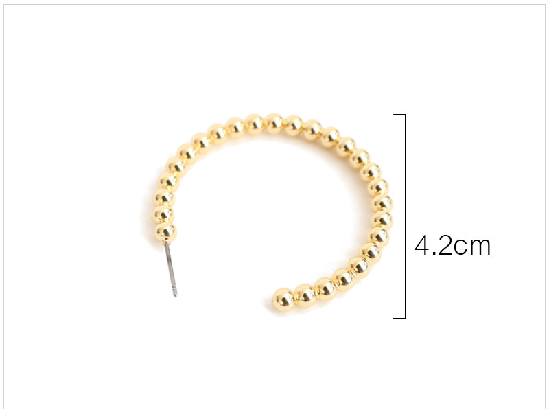 SRCOI Boho Chic Gold Color Beads Hoop Earrings Geometric Half Open Circle Loop Minimalism Hoops