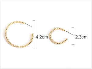 SRCOI Boho Chic Gold Color Beads Hoop Earrings Geometric Half Open Circle Loop Minimalism Hoops