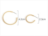 SRCOI Boho Chic Gold Color Beads Hoop Earrings Geometric Half Open Circle Loop Minimalism Hoops