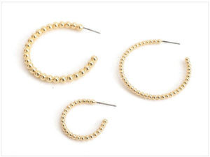 SRCOI Boho Chic Gold Color Beads Hoop Earrings Geometric Half Open Circle Loop Minimalism Hoops