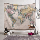 Retro Style World Map Tapestry Wall Hanging Hippie Bohemian Tapestries Table Cloth Blanket Beach Towel Yoga