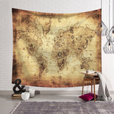 Retro Style World Map Tapestry Wall Hanging Hippie Bohemian Tapestries Table Cloth Blanket Beach Towel Yoga