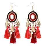 Long Tassel Statement Earrings for Women Bohemian Ethnic Tassel Earring Boho Flower Fringed Earings Fashion Jewelry