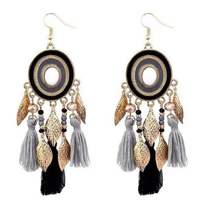 Long Tassel Statement Earrings for Women Bohemian Ethnic Tassel Earring Boho Flower Fringed Earings Fashion Jewelry