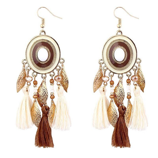 Long Tassel Statement Earrings for Women Bohemian Ethnic Tassel Earring Boho Flower Fringed Earings Fashion Jewelry