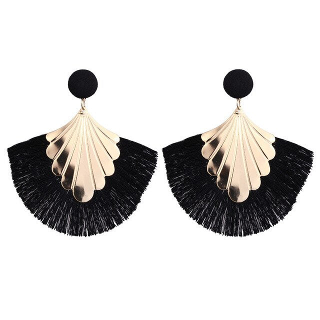 Long Tassel Statement Earrings for Women Bohemian Ethnic Tassel Earring Boho Flower Fringed Earings Fashion Jewelry