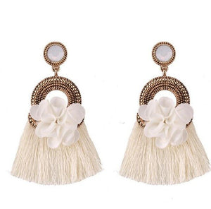 Long Tassel Statement Earrings for Women Bohemian Ethnic Tassel Earring Boho Flower Fringed Earings Fashion Jewelry