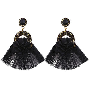 Long Tassel Statement Earrings for Women Bohemian Ethnic Tassel Earring Boho Flower Fringed Earings Fashion Jewelry