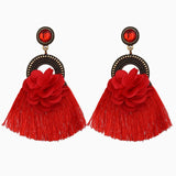 Long Tassel Statement Earrings for Women Bohemian Ethnic Tassel Earring Boho Flower Fringed Earings Fashion Jewelry