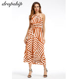 Dropship Dress Women Bodycon Sexy Dresses Long Maxi Summer Bandage White Beach Boho Vestidos Verano 2019 Geometric Print Sling