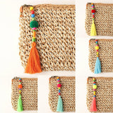 1Pc Pompom Keychain Handbag Charms For Summer Rainbow Beads Tassel Keyring Boho Jewelry for women Girls Bag