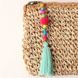 1Pc Pompom Keychain Handbag Charms For Summer Rainbow Beads Tassel Keyring Boho Jewelry for women Girls Bag