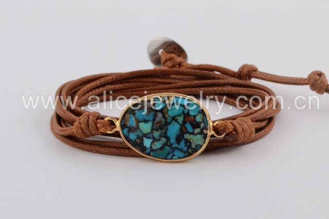 BOROSA High End Natural Line Turquoises Boho Long Friendship Bracelet Wrap Handmade Bracelets Women Gifts