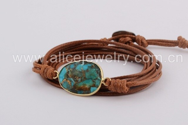 BOROSA High End Natural Line Turquoises Boho Long Friendship Bracelet Wrap Handmade Bracelets Women Gifts