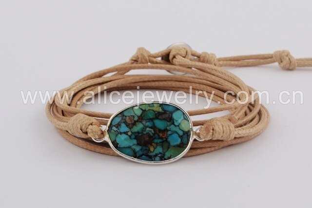 BOROSA High End Natural Line Turquoises Boho Long Friendship Bracelet Wrap Handmade Bracelets Women Gifts