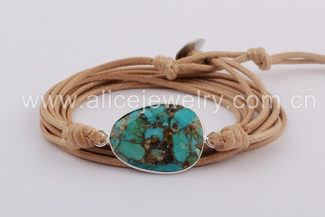 BOROSA High End Natural Line Turquoises Boho Long Friendship Bracelet Wrap Handmade Bracelets Women Gifts