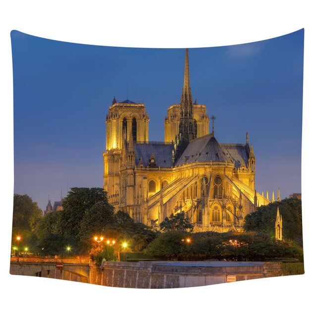 Gajjar Art Notre Dame wall digital print tapestry Decor Religious Boho Wall Carpet Bohemia Beach Blanket Decor