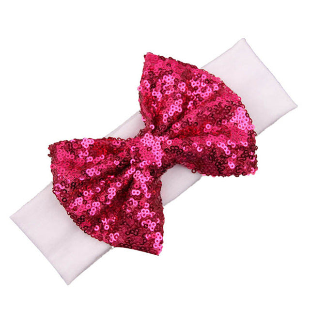 Elastic Children Headband Cute Sequins Bow Baby