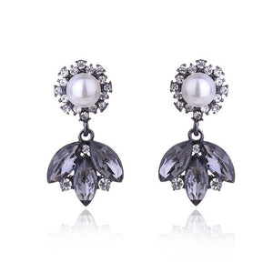 3 Leaves Crystal Rhinestone Decoration Earrings Imitation Pearl drop Earrings  Christmas Gift Jewelry