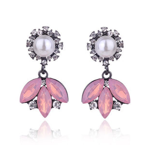 3 Leaves Crystal Rhinestone Decoration Earrings Imitation Pearl drop Earrings  Christmas Gift Jewelry