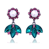 3 Leaves Crystal Rhinestone Decoration Earrings Imitation Pearl drop Earrings  Christmas Gift Jewelry