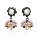 3 Leaves Crystal Rhinestone Decoration Earrings Imitation Pearl drop Earrings  Christmas Gift Jewelry