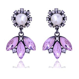 3 Leaves Crystal Rhinestone Decoration Earrings Imitation Pearl drop Earrings  Christmas Gift Jewelry