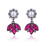 3 Leaves Crystal Rhinestone Decoration Earrings Imitation Pearl drop Earrings  Christmas Gift Jewelry