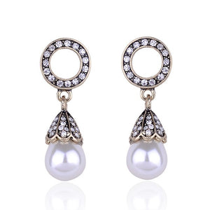 3 Leaves Crystal Rhinestone Decoration Earrings Imitation Pearl drop Earrings  Christmas Gift Jewelry