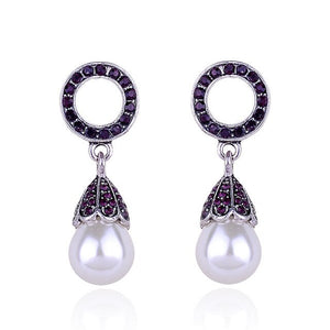 3 Leaves Crystal Rhinestone Decoration Earrings Imitation Pearl drop Earrings  Christmas Gift Jewelry