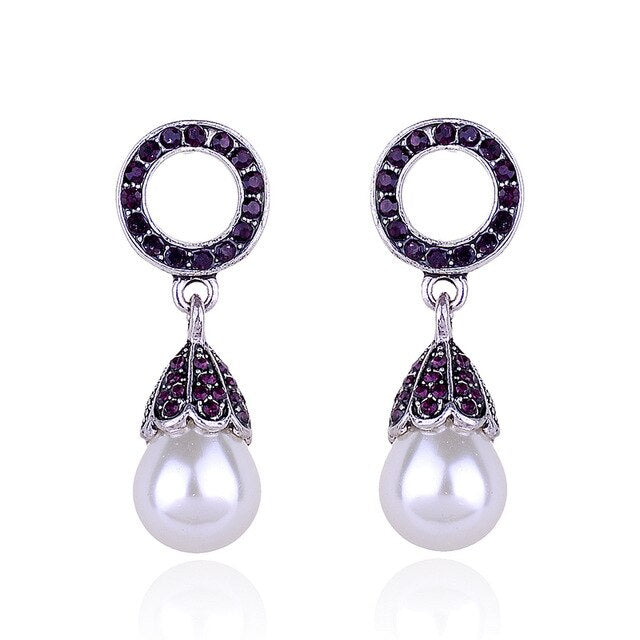 3 Leaves Crystal Rhinestone Decoration Earrings Imitation Pearl drop Earrings  Christmas Gift Jewelry