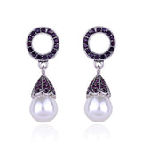 3 Leaves Crystal Rhinestone Decoration Earrings Imitation Pearl drop Earrings  Christmas Gift Jewelry