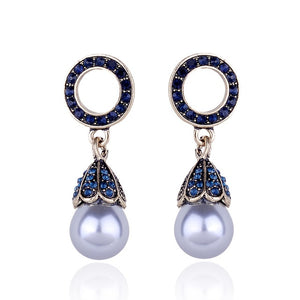 3 Leaves Crystal Rhinestone Decoration Earrings Imitation Pearl drop Earrings  Christmas Gift Jewelry