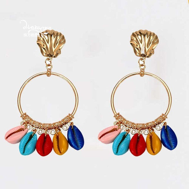 Dvacaman Bohemian Beaded Earrings for Women INS Girl Big Statement Earrings Lady Hoop Earrings Evening Accessories