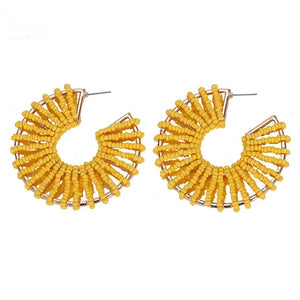 Dvacaman Bohemian Beaded Earrings for Women INS Girl Big Statement Earrings Lady Hoop Earrings Evening Accessories