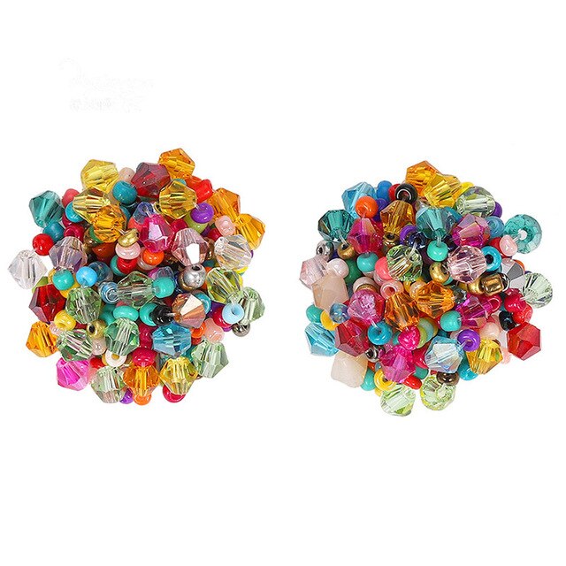 Dvacaman Bohemian Beaded Earrings for Women INS Girl Big Statement Earrings Lady Hoop Earrings Evening Accessories