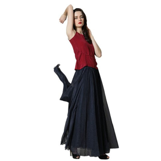 MISSOMO Clothes Women Beach Skirt Women Elastic High Waist Chiffon Long Bohemian Pleated Maxi skirt women long skirt Dropship