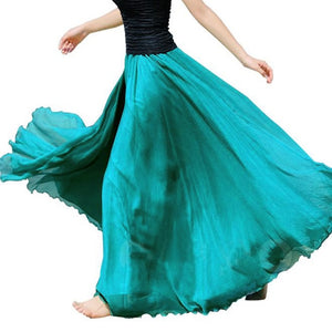 MISSOMO Clothes Women Beach Skirt Women Elastic High Waist Chiffon Long Bohemian Pleated Maxi skirt women long skirt Dropship