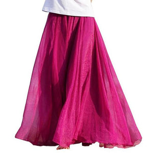 MISSOMO Clothes Women Beach Skirt Women Elastic High Waist Chiffon Long Bohemian Pleated Maxi skirt women long skirt Dropship